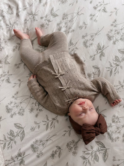 Walnut Larger Bow Cable Knit Headband