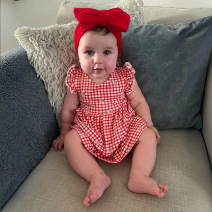 Red Larger Bow Cable Knit Headband
