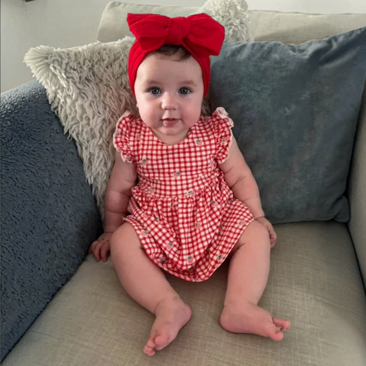Red Larger Bow Cable Knit Headband
