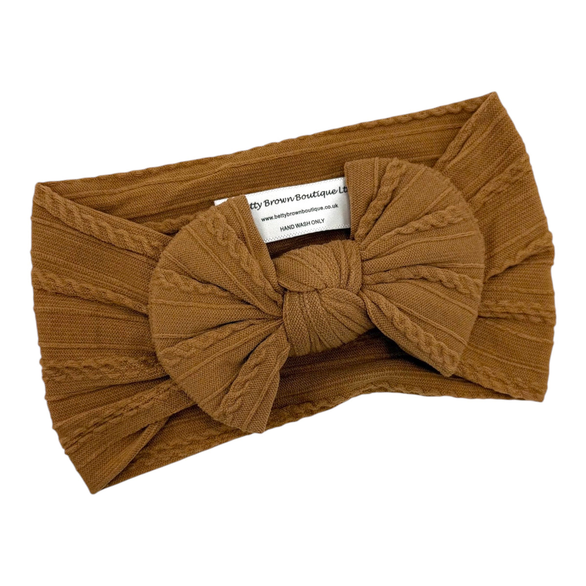 Rust Brown Smaller Bow Cable Knit Bow Headband