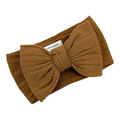 Rust Brown Larger Bow Cable Knit Headband