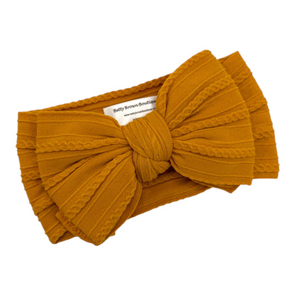 Autumn Leaf Larger Bow Cable Knit Headband