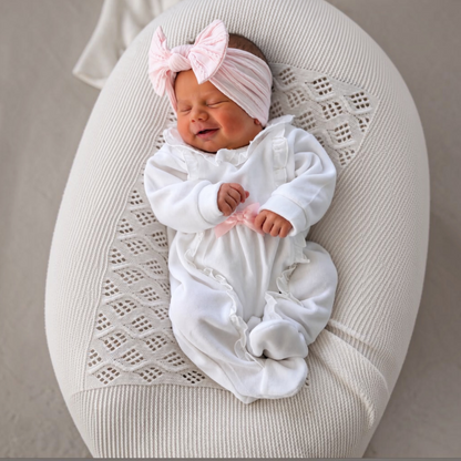 Marshmallow Pink Smaller Bow Cable Knit Headband