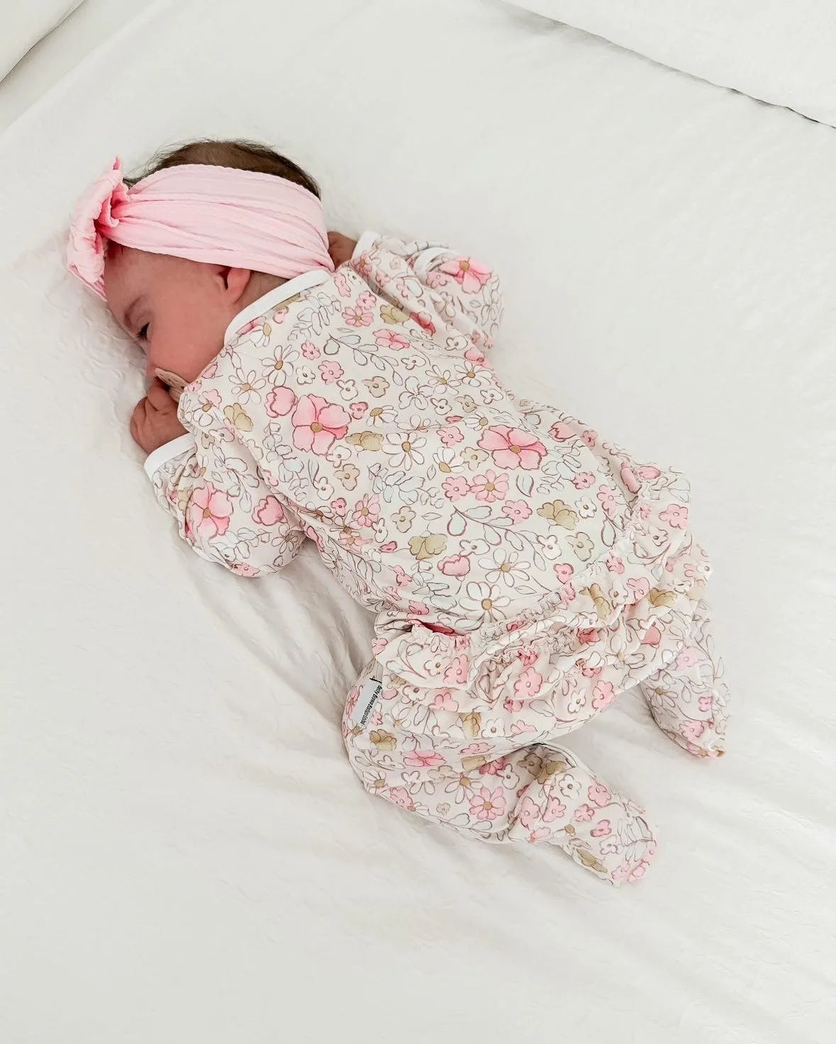 Ditsy Daisy Frill Detail Sleepsuit - Betty Brown Boutique Ltd