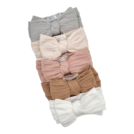 Imperfection Bundle of 5 Larger Bow Cable Knit Headbands