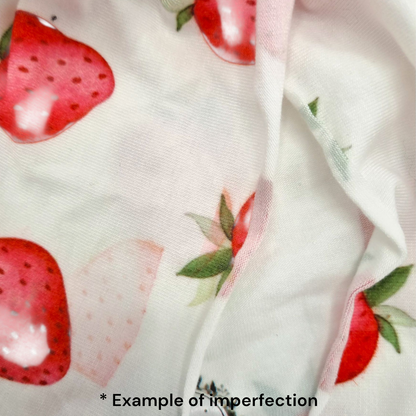 Imperfection - White Strawberry Print Turban Hat With Bow
