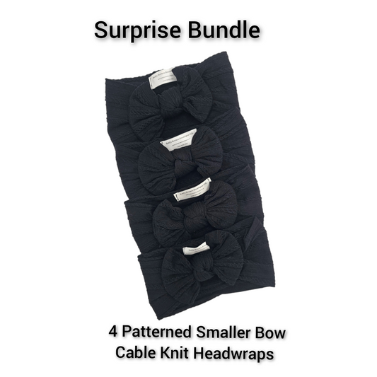 Surprise Bundle of 4 Patterned Smaller Bow Cable Knit Bow Headwraps - Betty Brown Boutique Ltd