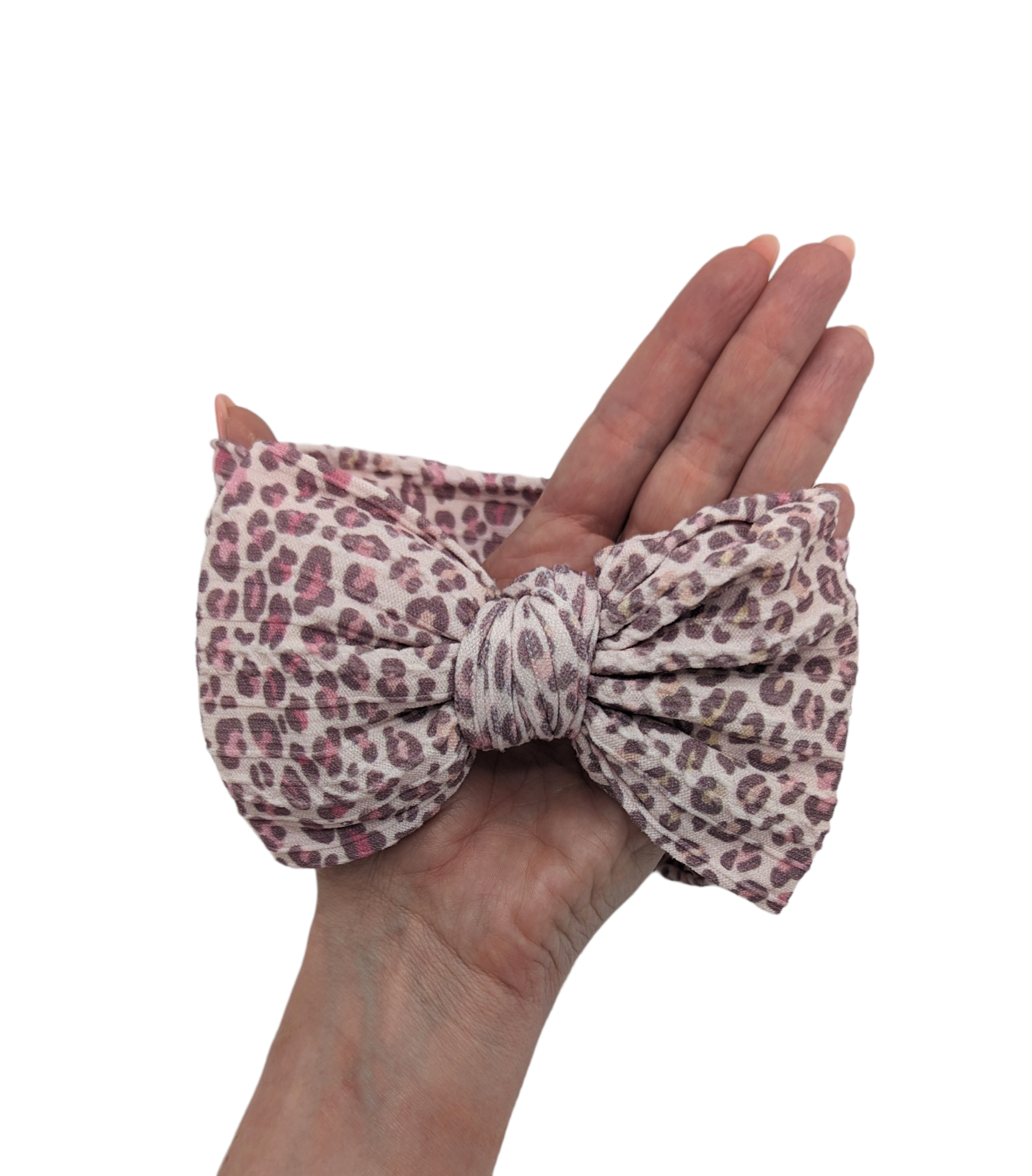 Warm Leopard print Larger Bow Cable Knit Headwraps - Betty Brown Boutique Ltd