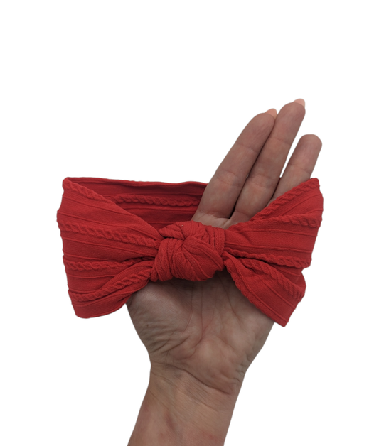 Red Cable Knit Knot Headwraps - Betty Brown Boutique Ltd