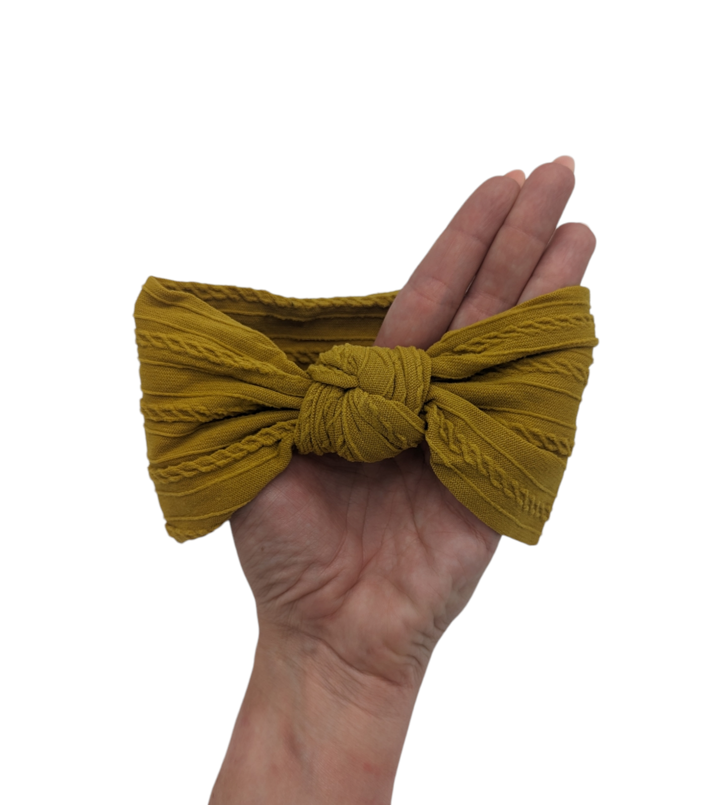 Mustard Yellow Cable Knit Knot Headwrap - Betty Brown Boutique Ltd