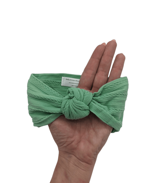 Apple Green Cable Knit Knot Headwrap - Betty Brown Boutique Ltd