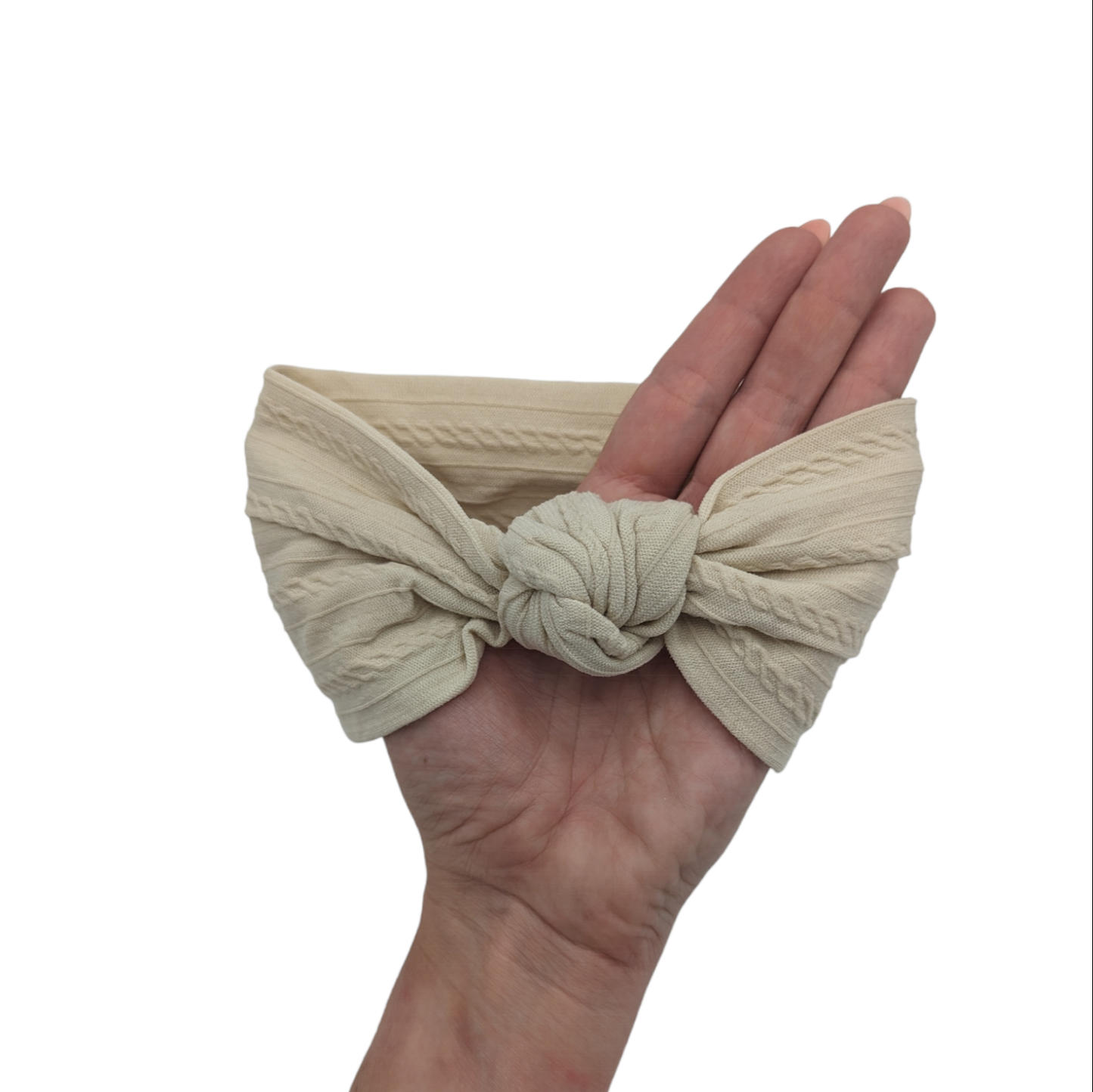 Beige Cable Knit Knot Style Headwrap - Betty Brown Boutique Ltd