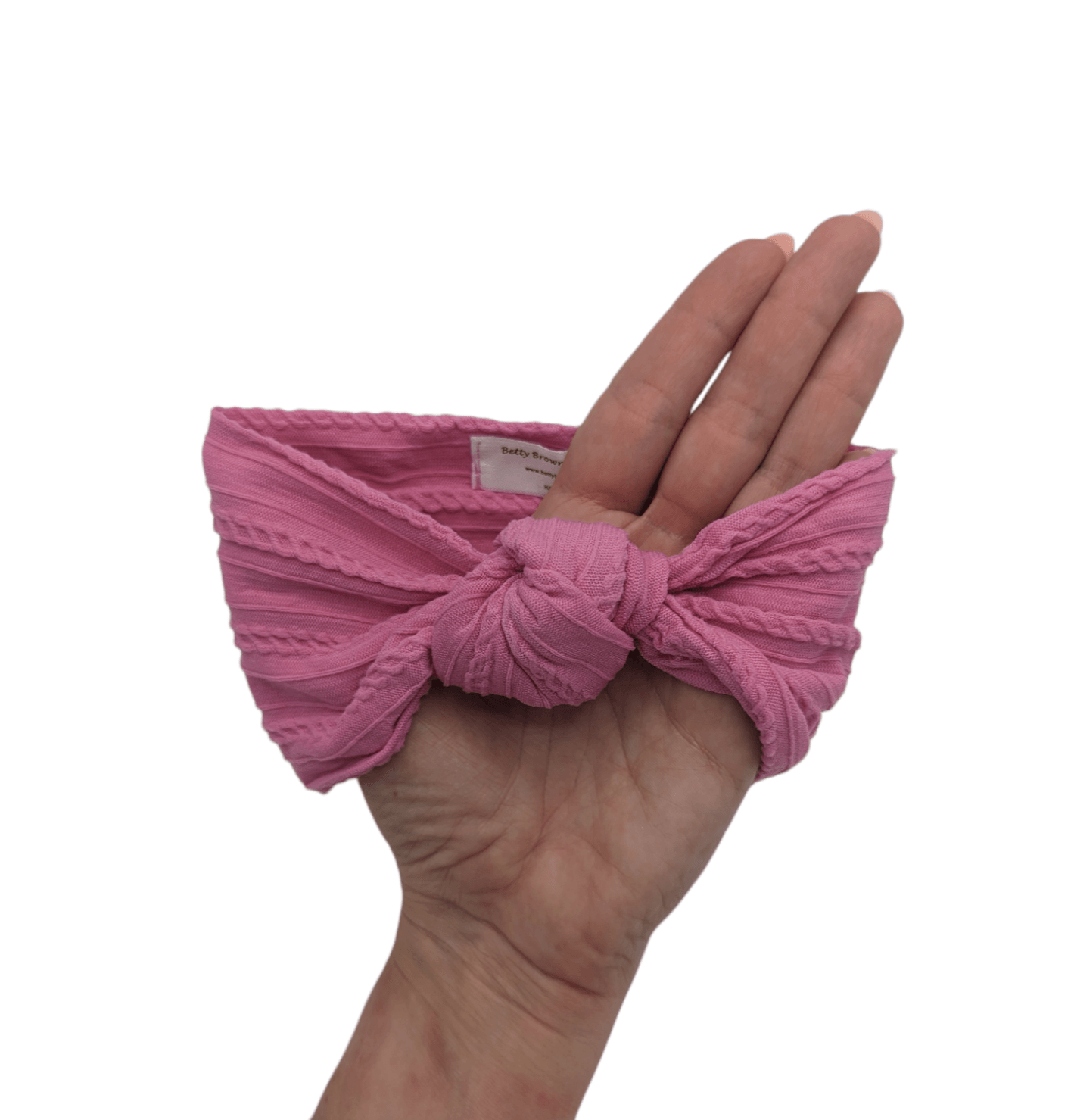 Rose Pink Cable Knit Knot Headwrap - Betty Brown Boutique Ltd