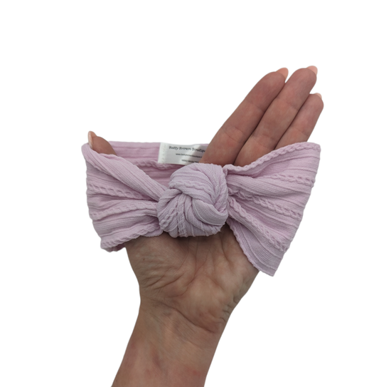 Bright Lilac Cable Knit Knot Headwrap - Betty Brown Boutique Ltd