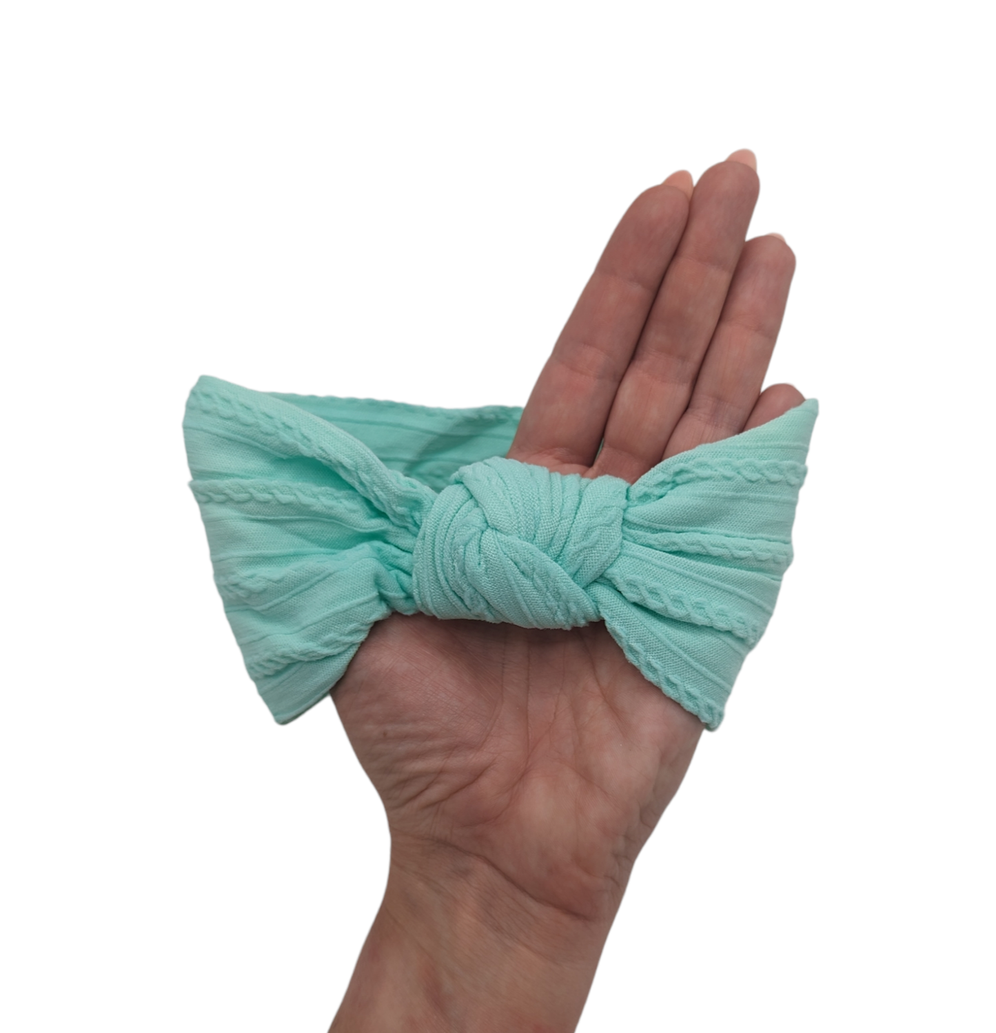 Mint Green Cable Knit Knot Headwrap - Betty Brown Boutique Ltd