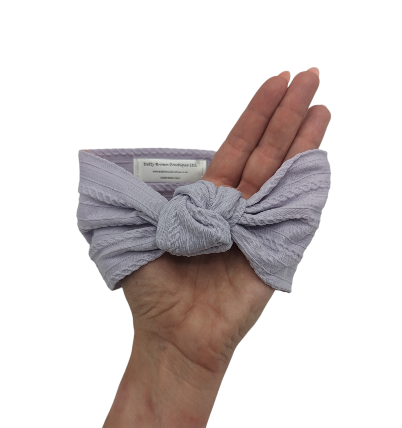 Pale Lilac Cable Knit Knot Headwrap - Betty Brown Boutique Ltd
