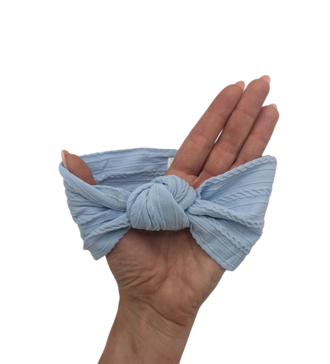Baby Blue Cable Knit Knot Headwrap - Betty Brown Boutique Ltd