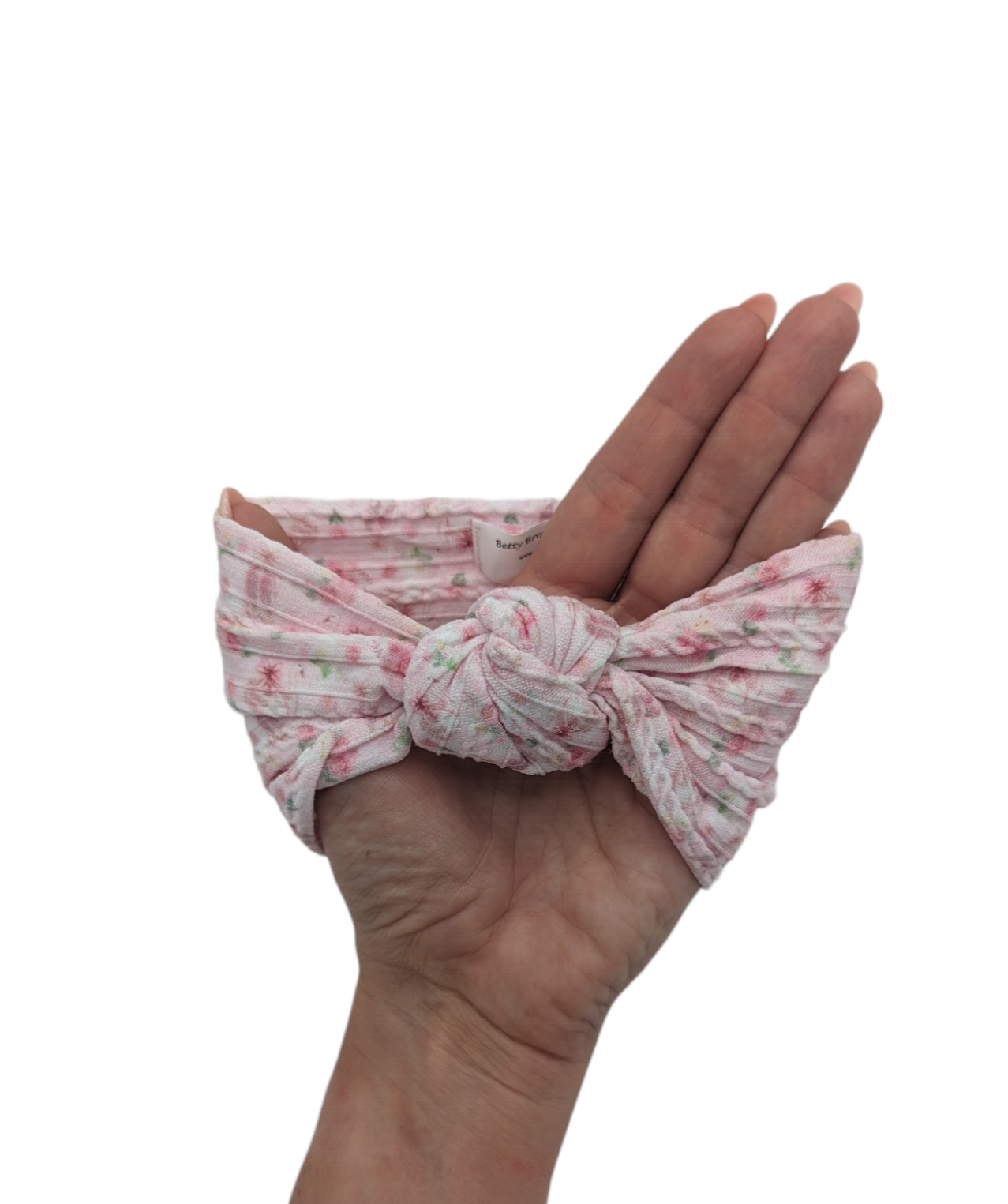 Ditsy Pink Floral Cable Knit Knot Headwrap - Betty Brown Boutique Ltd