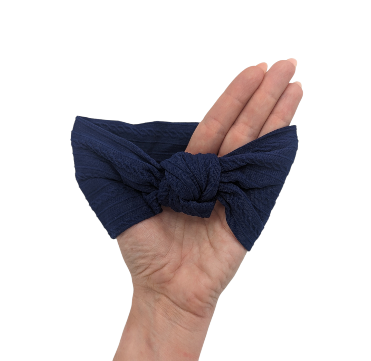 Navy Blue Cable Knit Knot Headwrap - Betty Brown Boutique Ltd