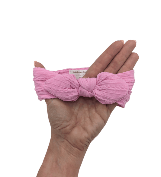 Candy Pink Cable Knit Bunny Ears Headwrap - Betty Brown Boutique Ltd