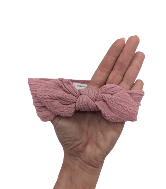 Darker Dusty Pink Cable Knit Bunny Ears Headwrap - Betty Brown Boutique Ltd