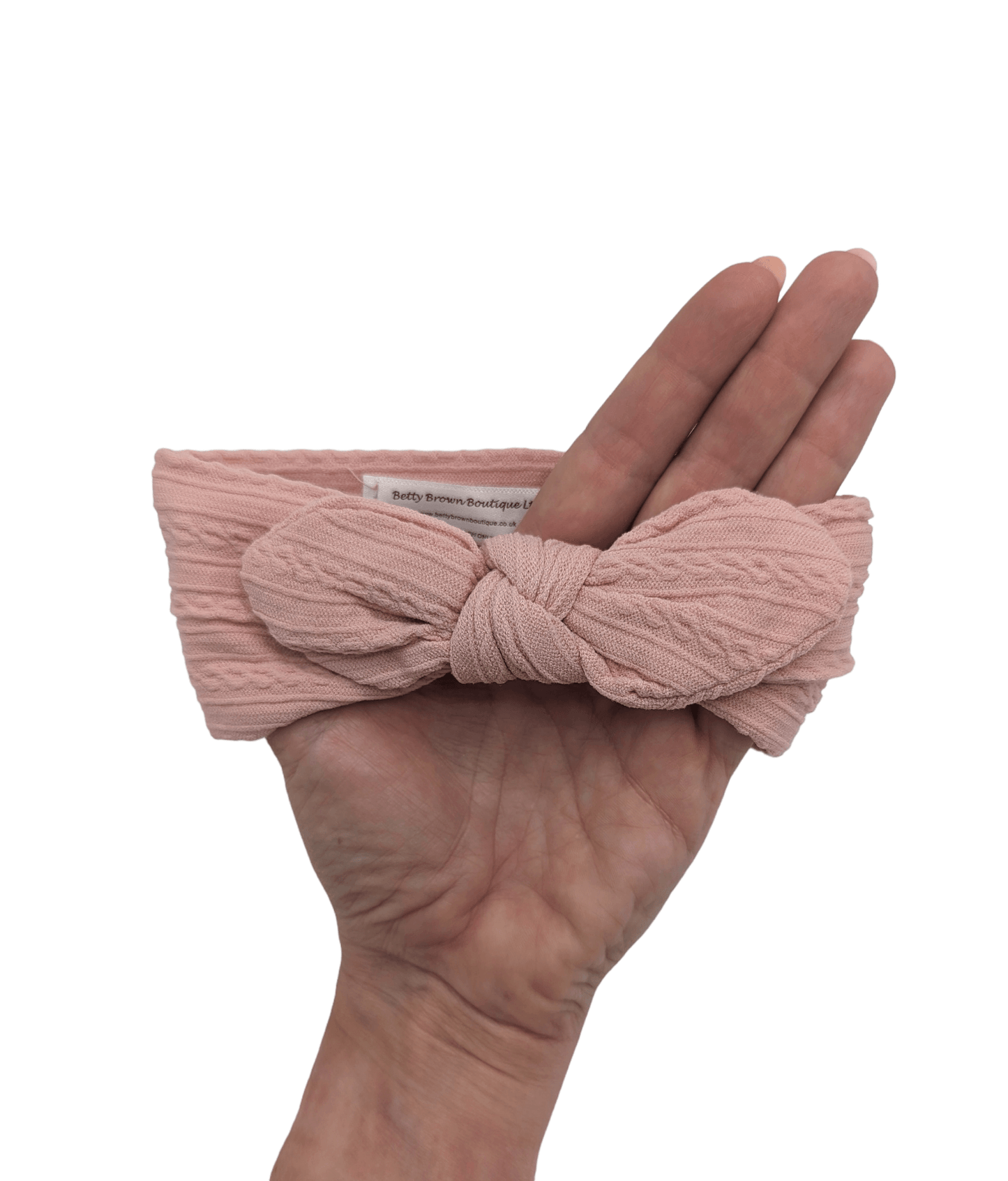 Lighter Dusty Pink Cable Knit Bunny Ears Headwrap - Betty Brown Boutique Ltd