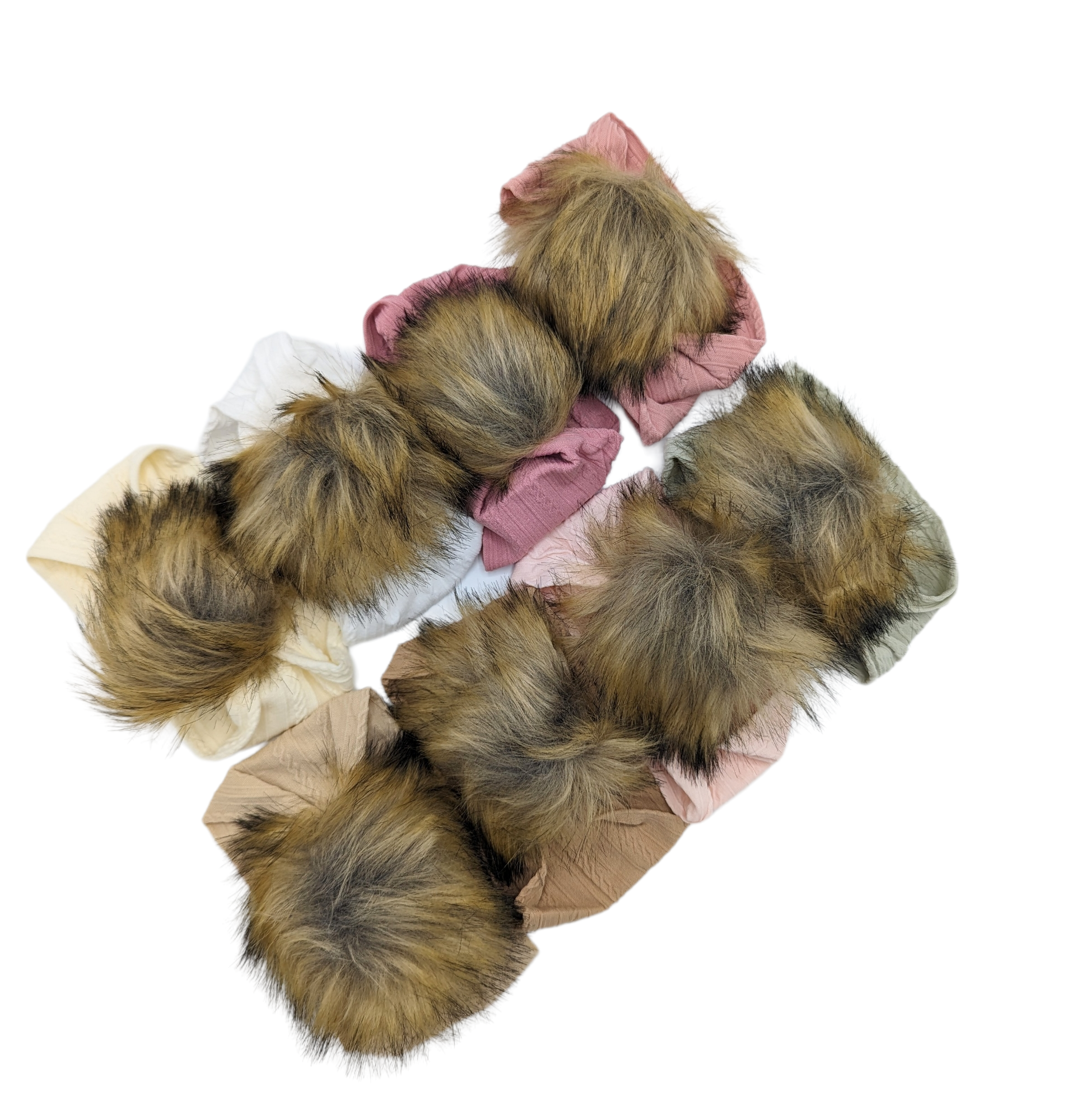 Bundle of 8 Faux Fur Pom Cable Knit Headwrap - Betty Brown Boutique Ltd