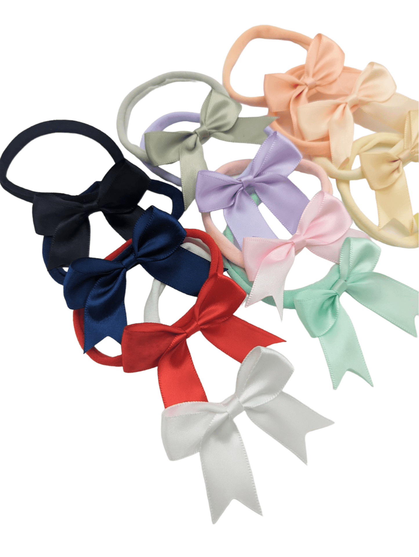 Pack of 12 - 2.5 inch Satin Kiss Dainty Bow Headband - Betty Brown Boutique Ltd