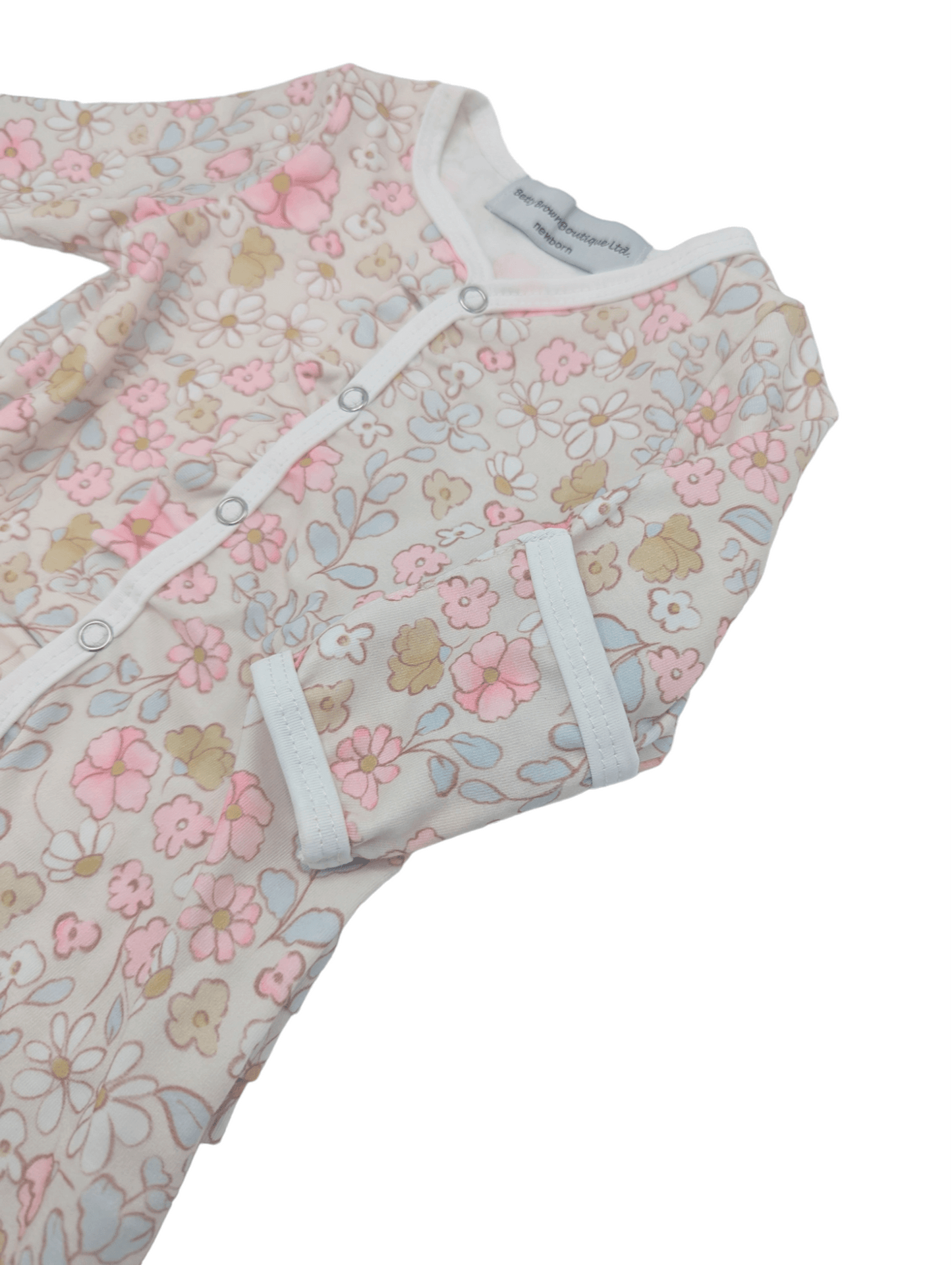 Ditsy Daisy Frill Detail Sleepsuit - Betty Brown Boutique Ltd