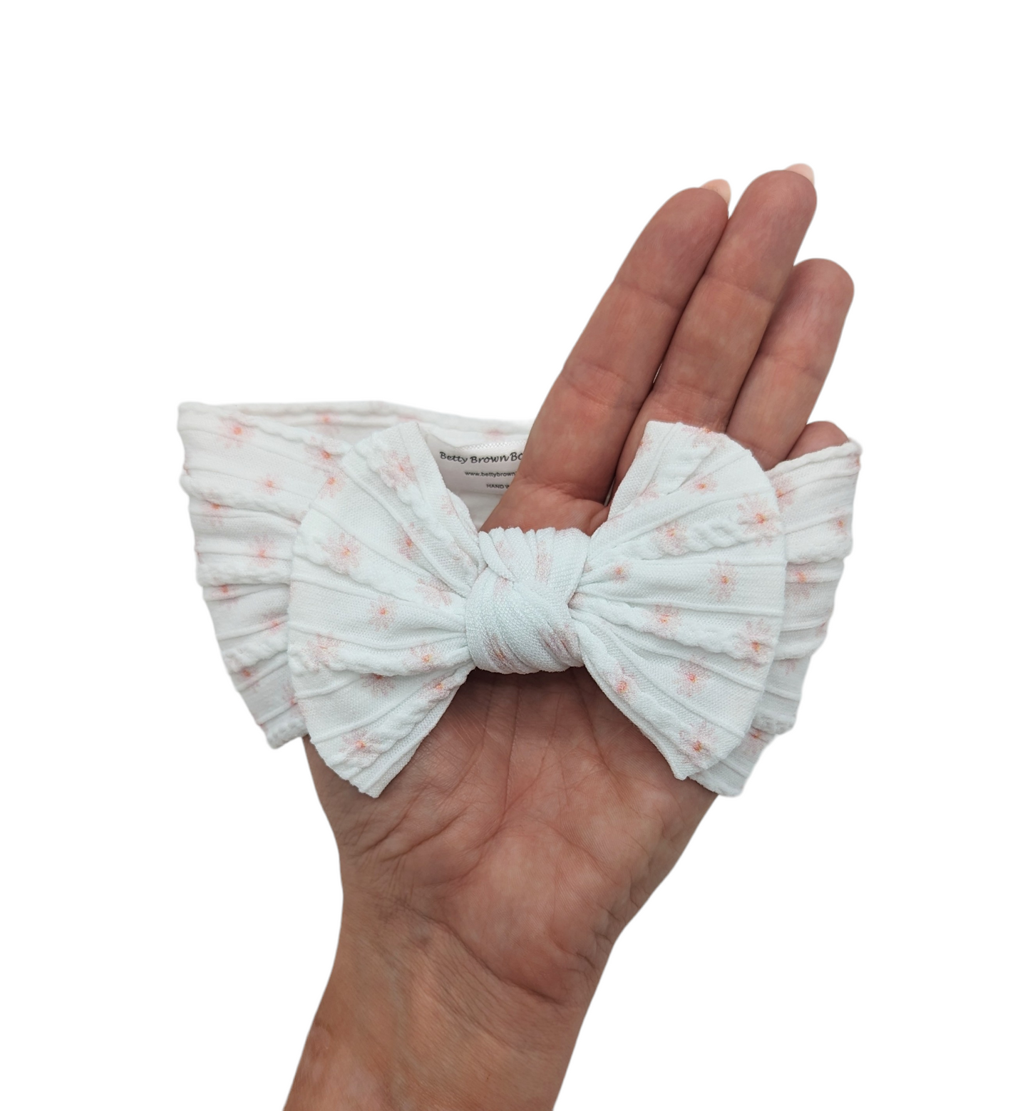 White Daisy Smaller Bow Cable Knit Headwrap - Betty Brown Boutique Ltd