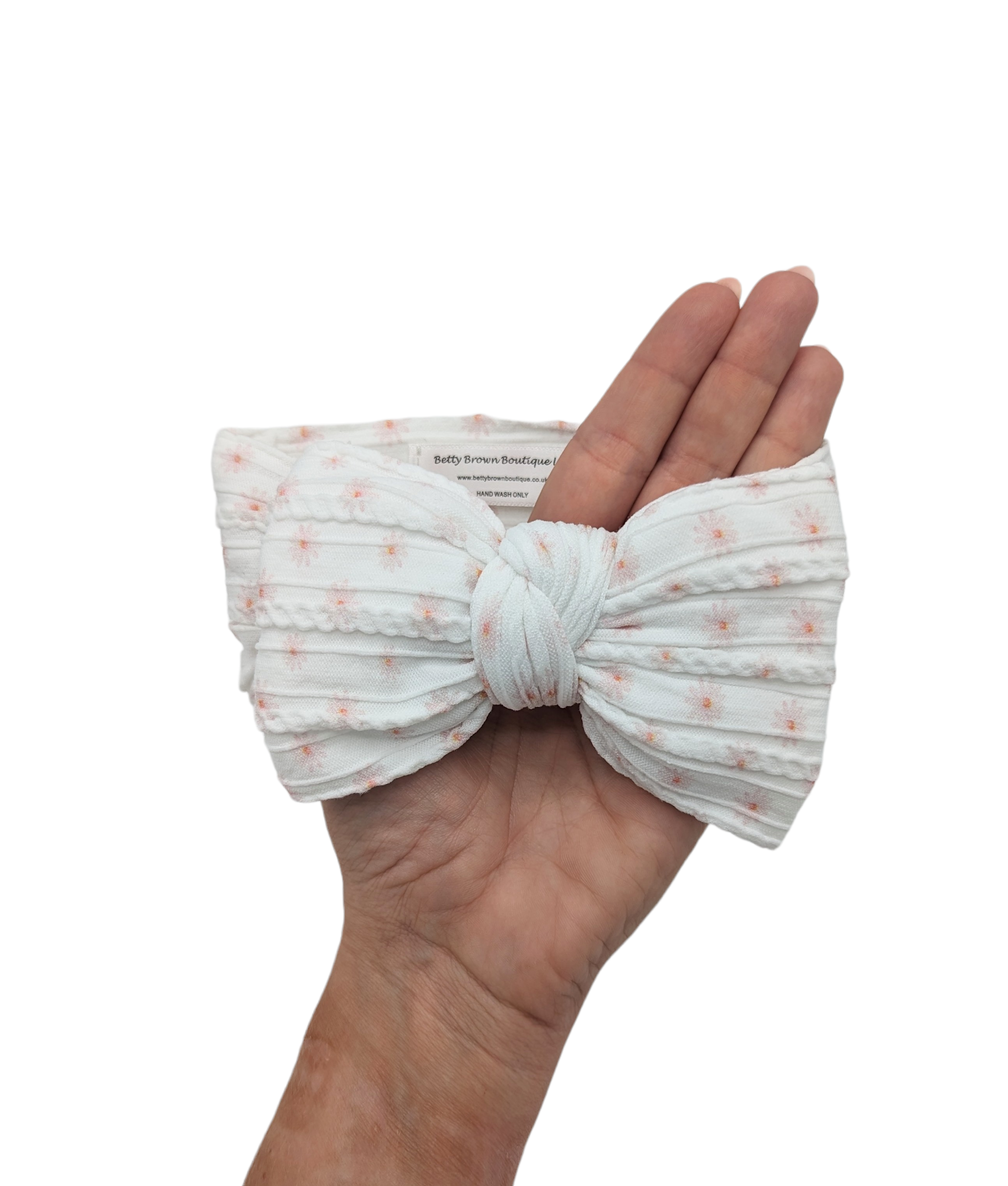 White Daisy Larger Bow Cable Knit Headwrap - Betty Brown Boutique Ltd