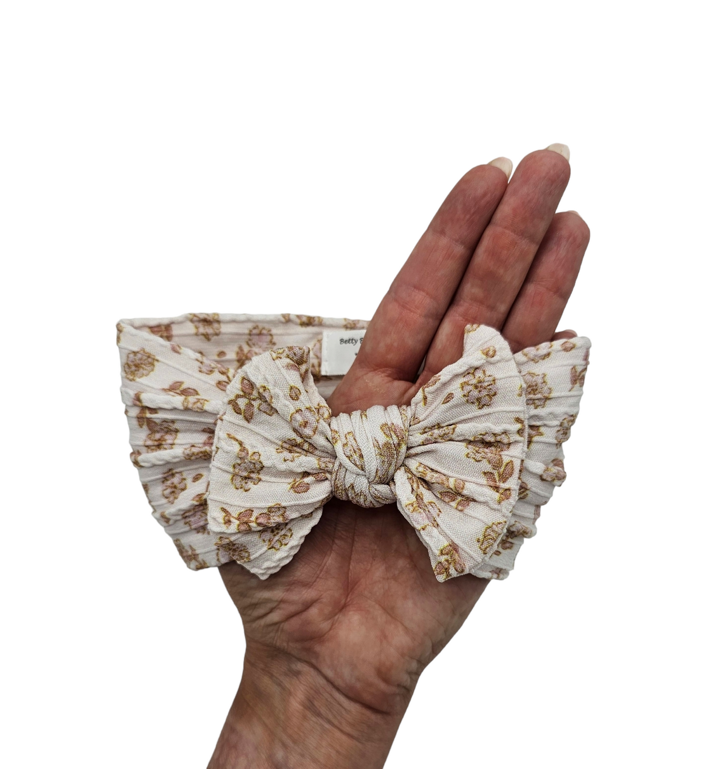 Neutral Autumn Flowers Smaller Bow Cable Knit Headwrap - Betty Brown Boutique Ltd