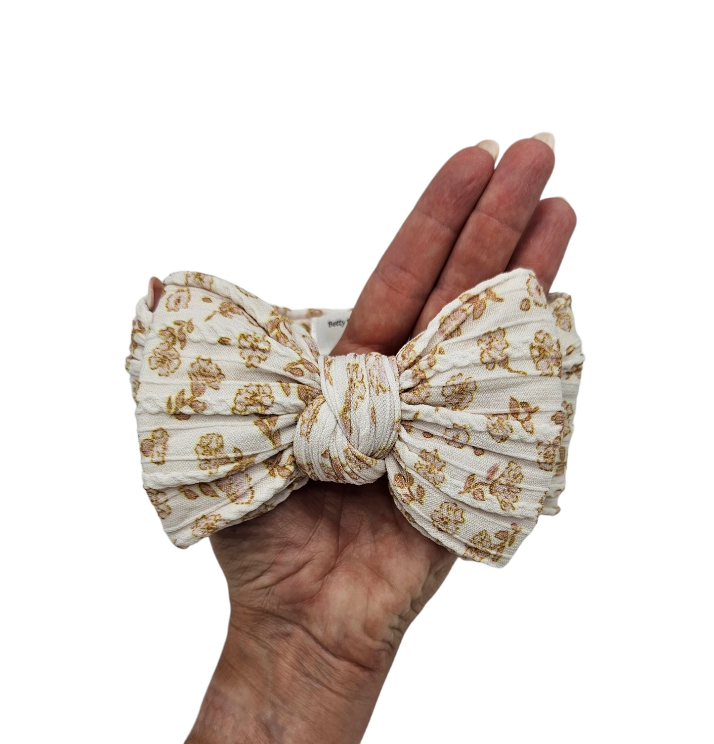 Neutral Autumn Flowers Larger Bow Cable Knit Headwrap - Betty Brown Boutique Ltd