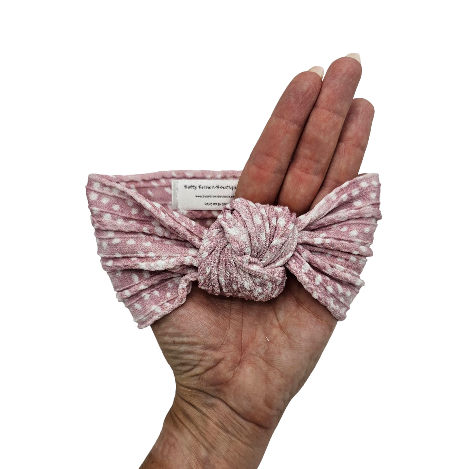 Mocha Dalmatian Print Cable Knit Knot Headwrap - Betty Brown Boutique Ltd