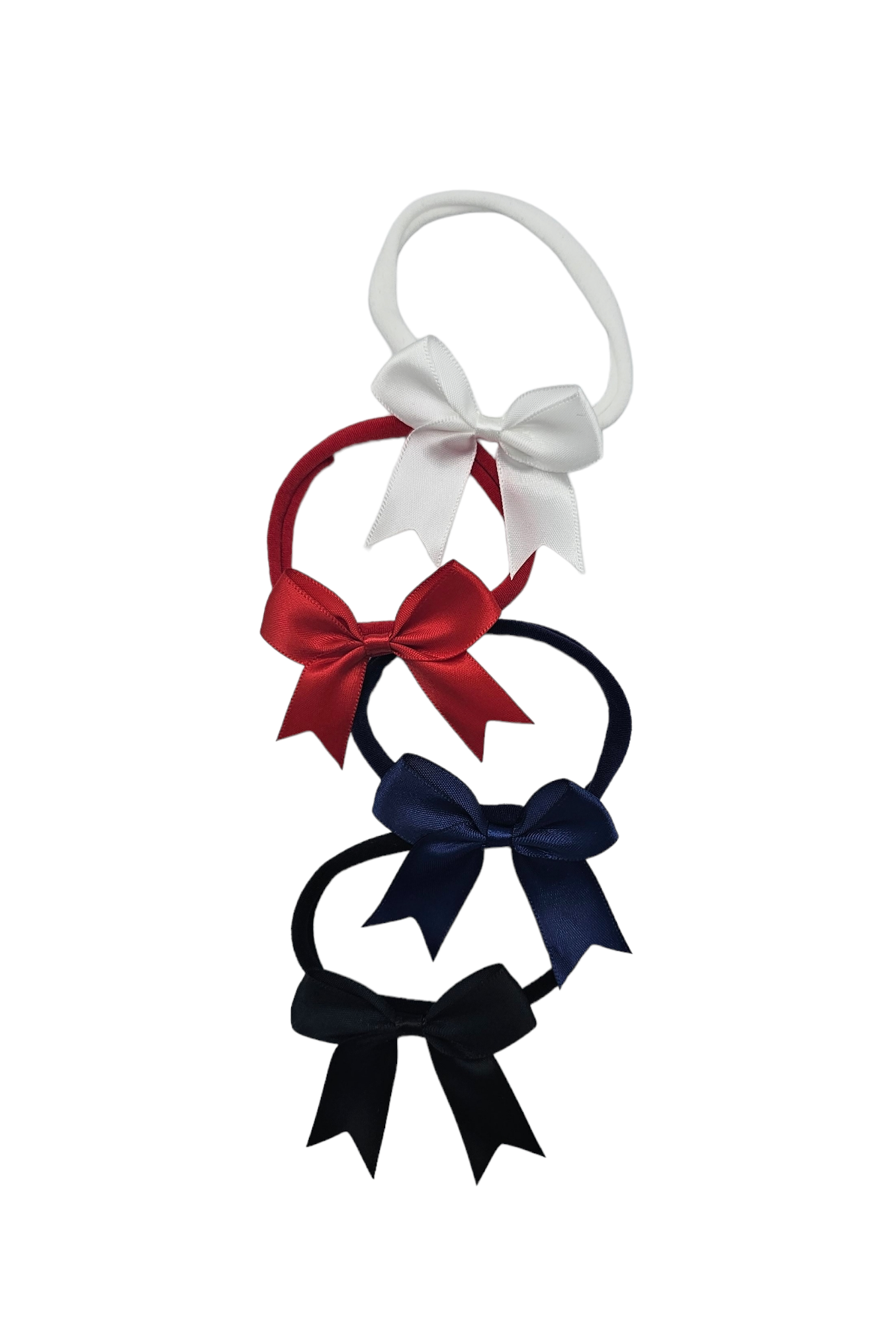 Pack of 4 - 2.5 Inch Satin Kiss Dainty Bow Headbands - Betty Brown Boutique Ltd