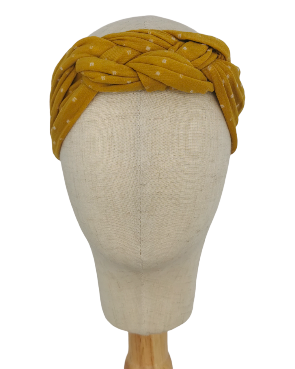 Adult Size - Mustard Plait Polkadot Headwrap - Betty Brown Boutique Ltd