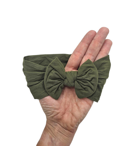 Khaki Green Plain Smooth Headwrap - Betty Brown Boutique Ltd