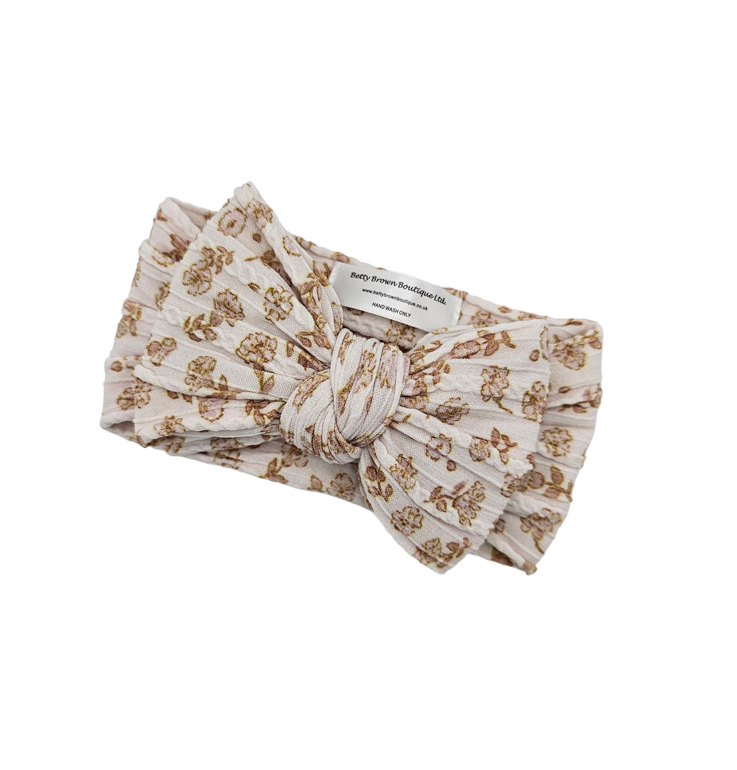 Neutral Autumn Flowers Larger Bow Cable Knit Headwrap - Betty Brown Boutique Ltd