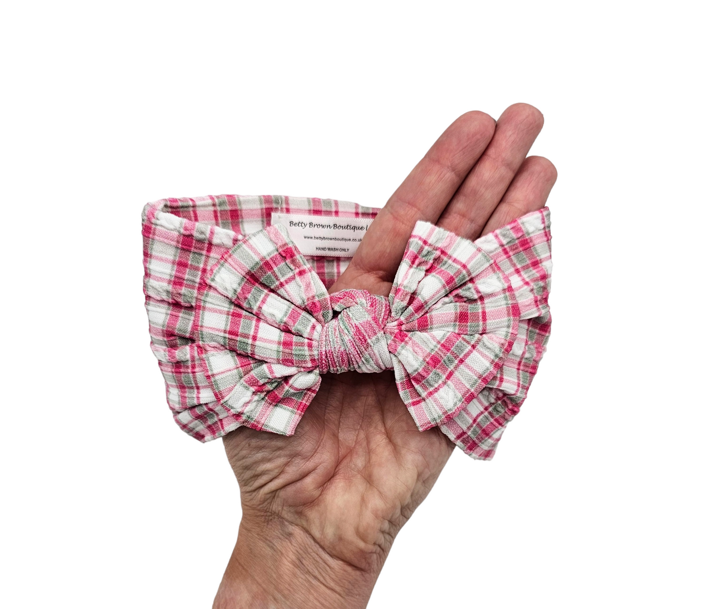 Tartan Smaller Bow Cable Knit Headwrap - Christmas Collection - Betty Brown Boutique Ltd