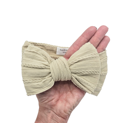 Champagne Larger Bow Cable Knit Headwrap - Betty Brown Boutique Ltd