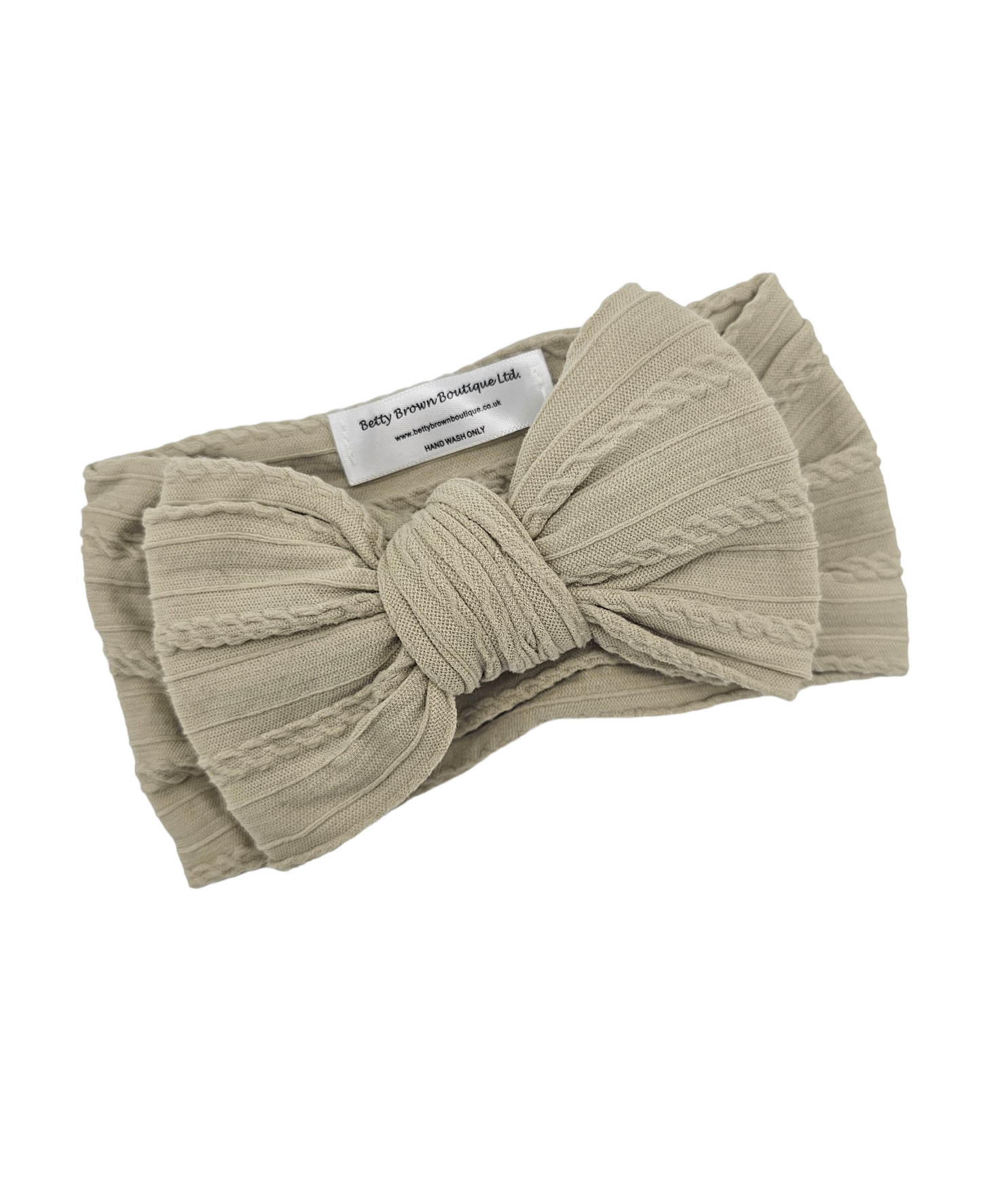 Champagne Larger Bow Cable Knit Headwrap - Betty Brown Boutique Ltd