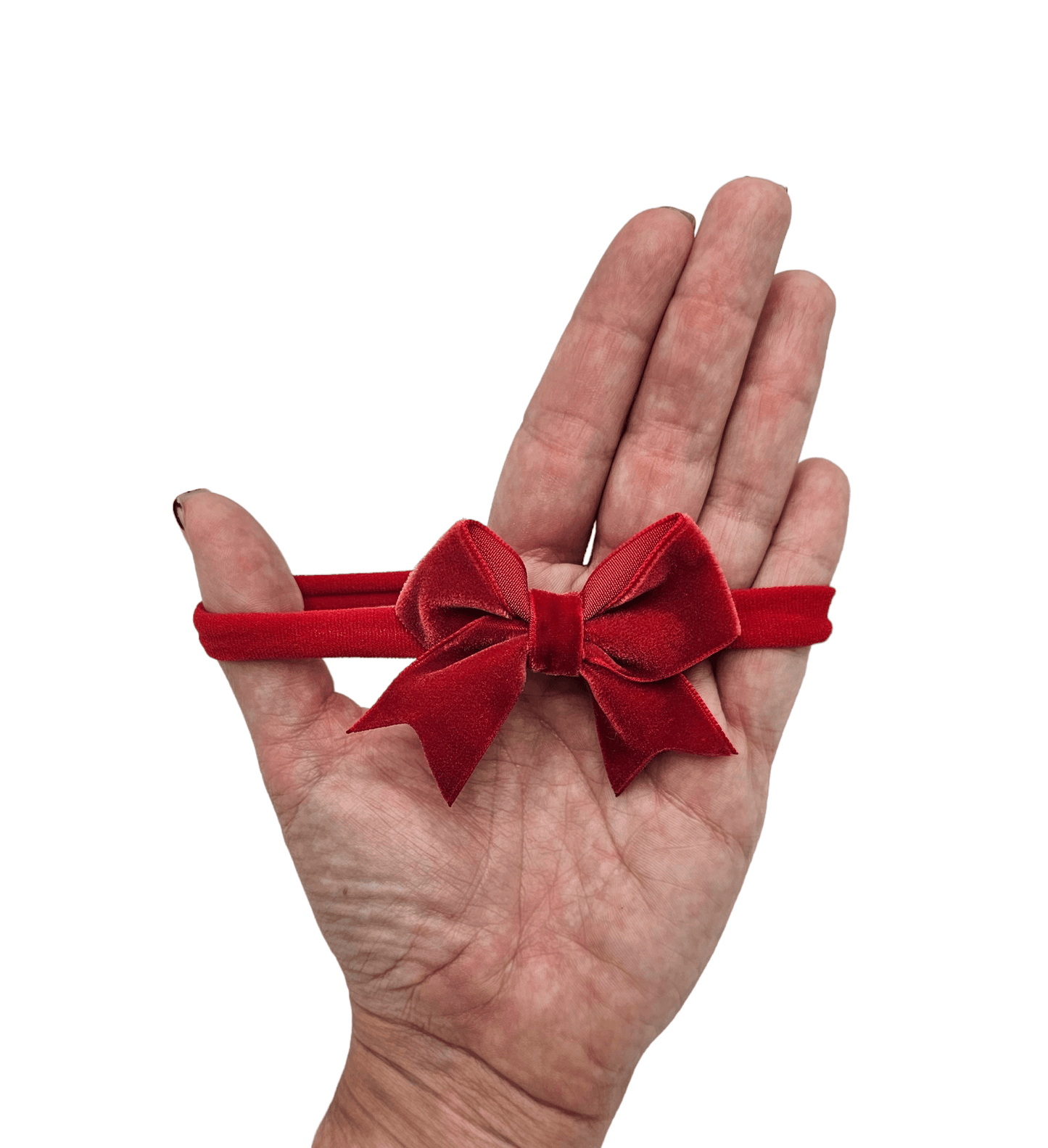 Christmas Red Velvet 2.5 Inch Dainty Bow Headband - Betty Brown Boutique Ltd