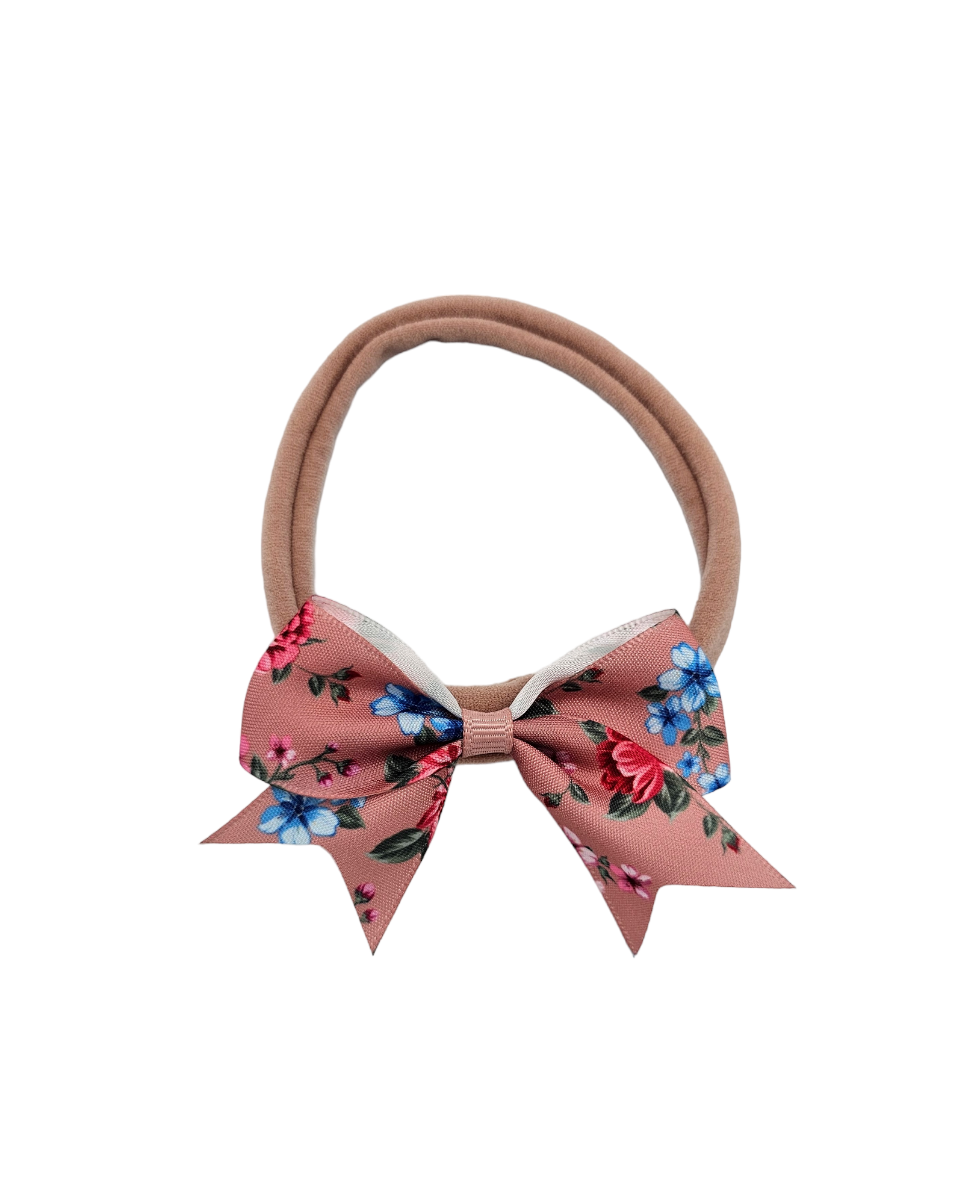 2.5 Inch Dusty Pink Floral Kiss Dainty Bow on Headband - Betty Brown Boutique Ltd