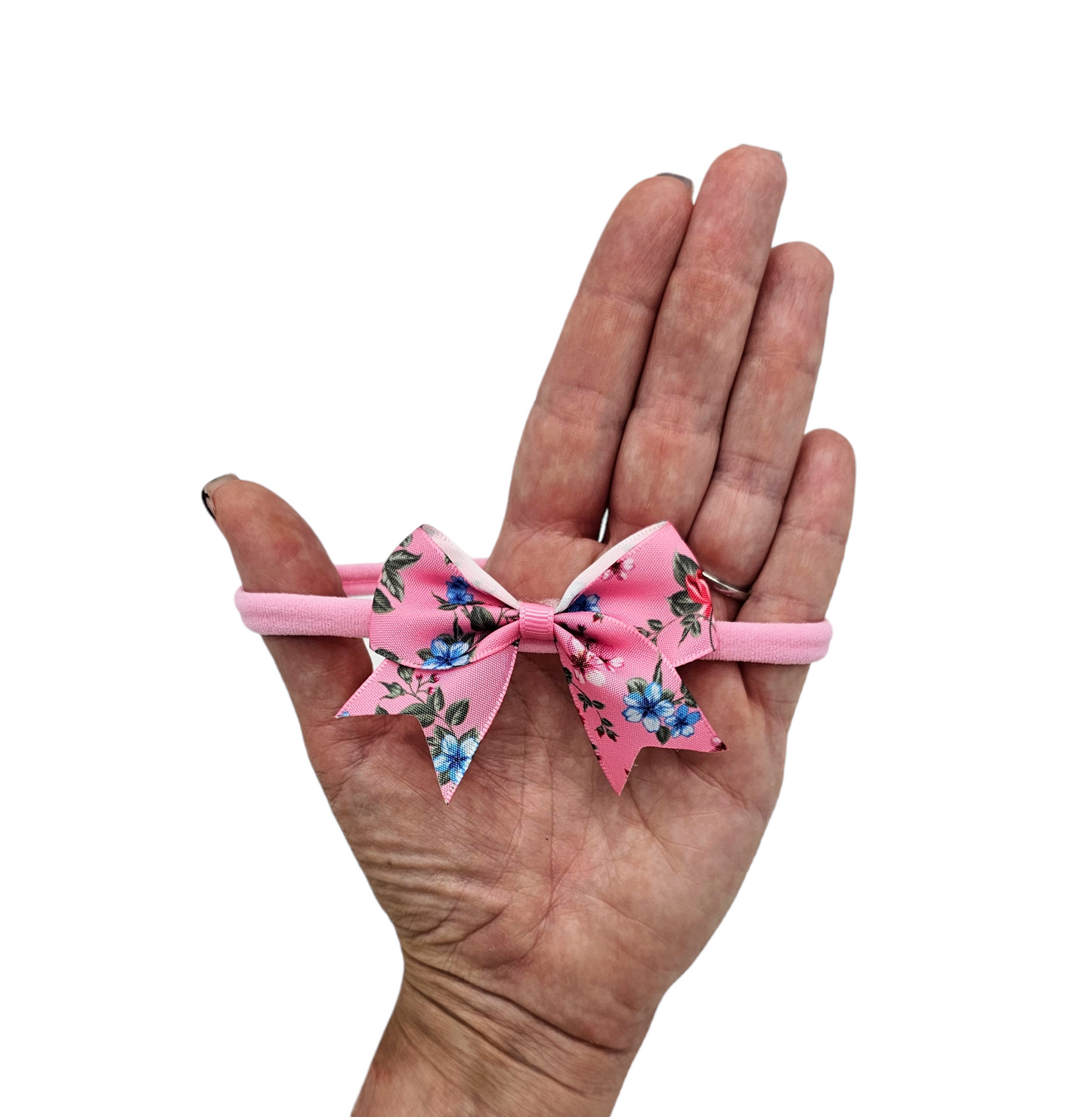 2.5 Inch Candy Pink Floral Kiss Dainty Bow on Headband - Betty Brown Boutique Ltd
