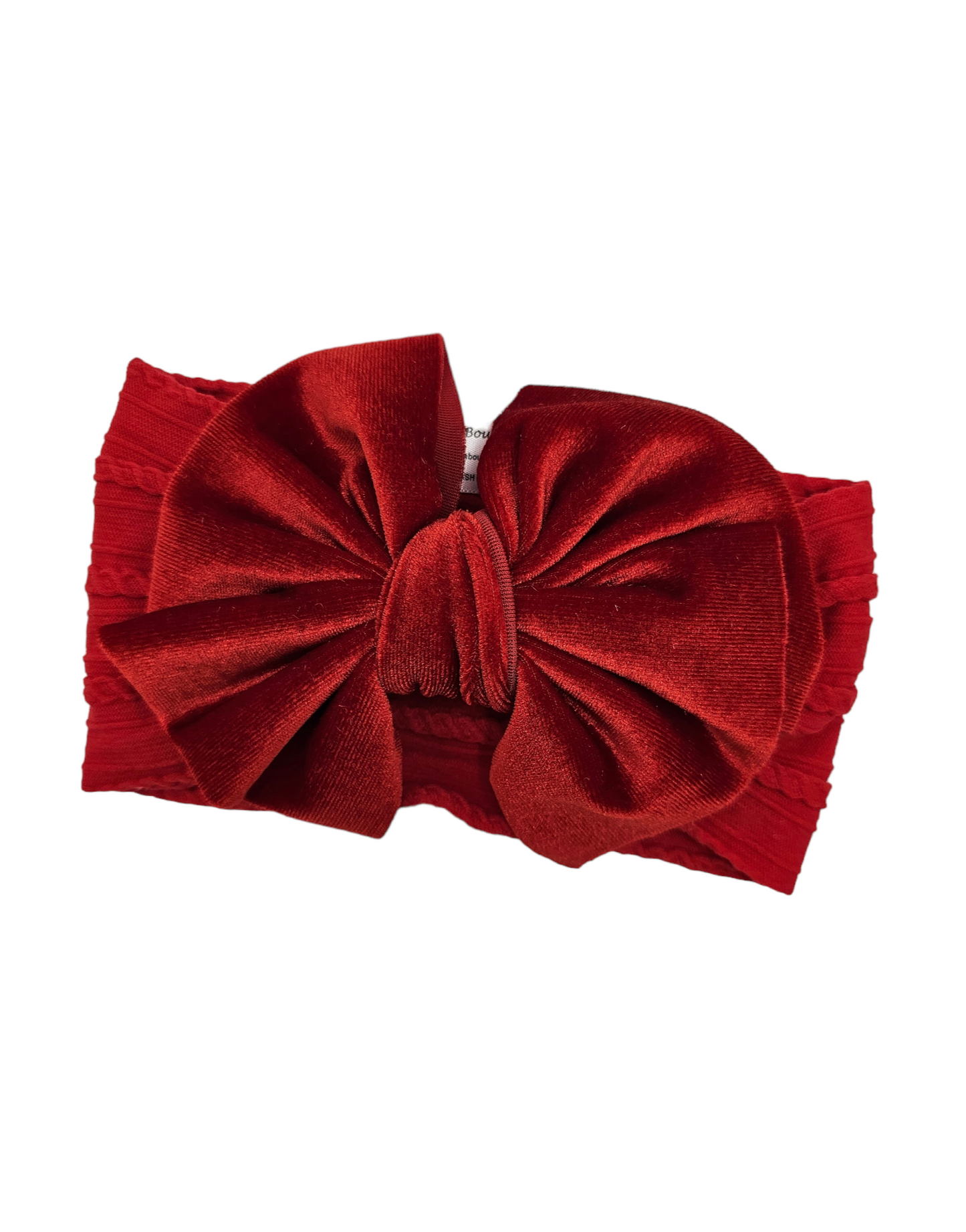 Red Velvet Larger Bow Cable Knit Headwrap - Valentines Collection - Betty Brown Boutique Ltd