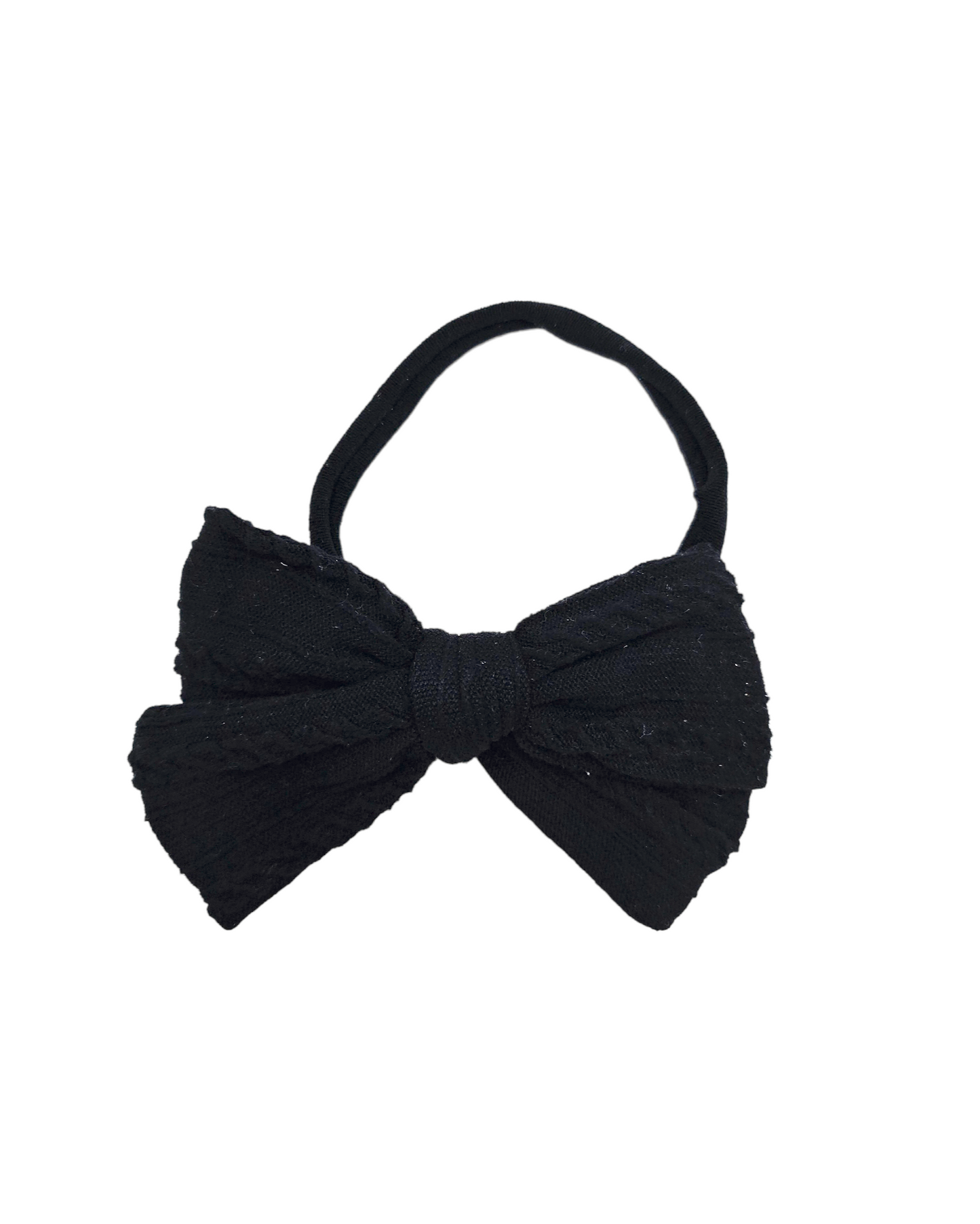 Black 3.5 Inch Cable Knit Dainty Bow Headband - Betty Brown Boutique Ltd