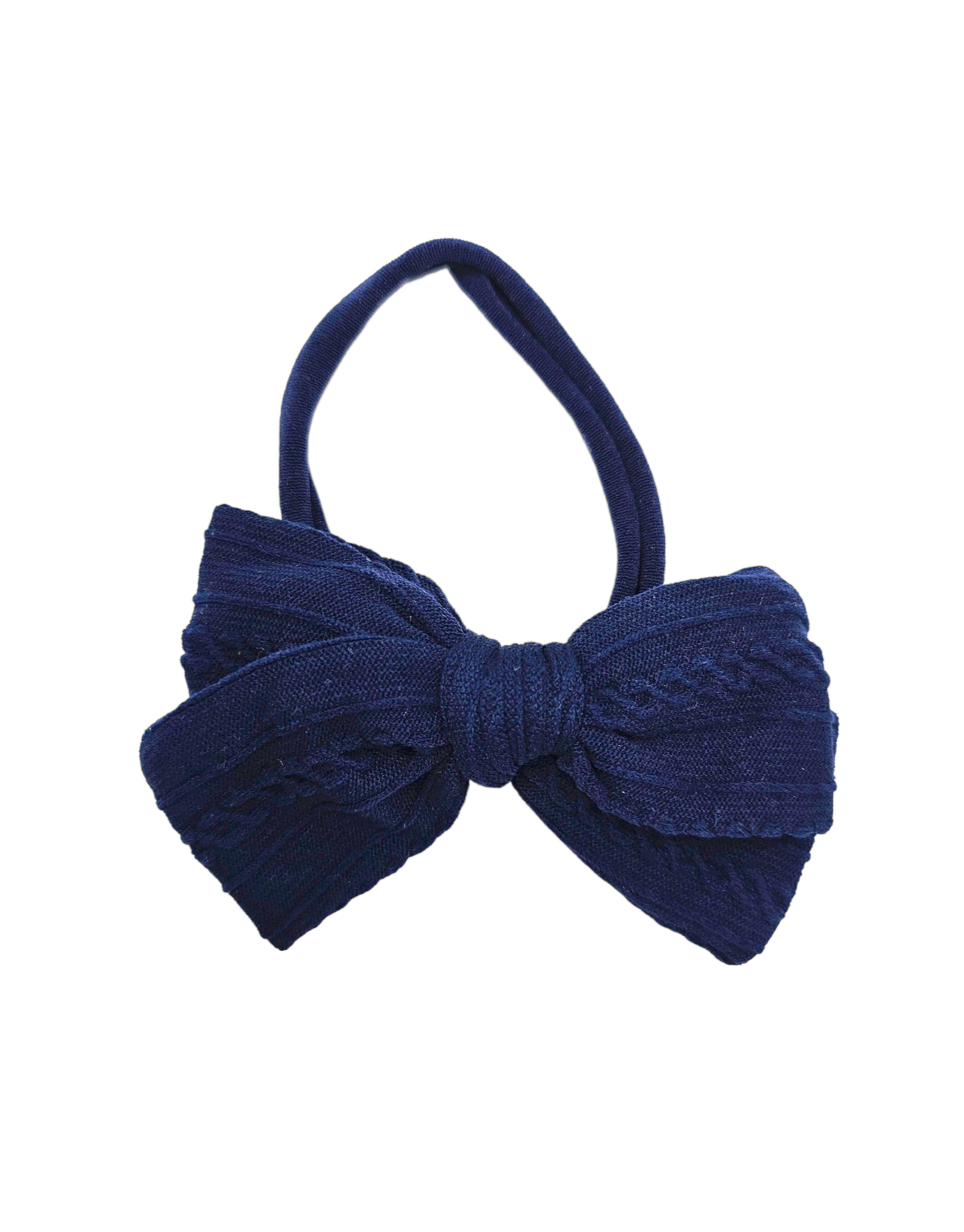 Navy Blue 3.5 Inch Cable Knit Dainty Bow Headband - Betty Brown Boutique Ltd