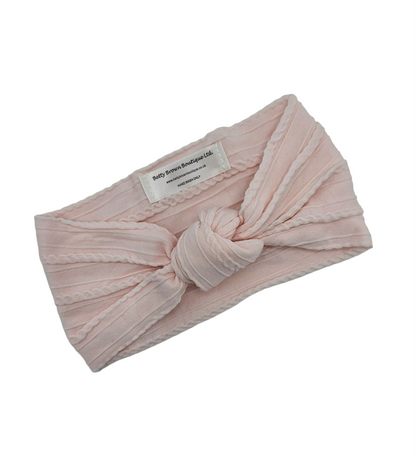 Marshmallow Pink Cable Knit Knot Headwrap - Betty Brown Boutique Ltd