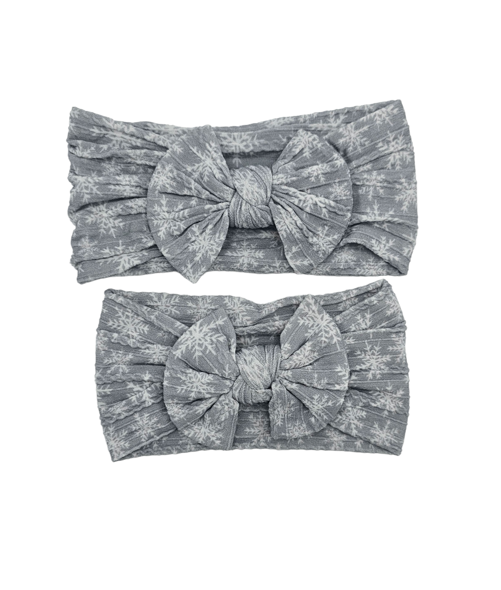 Grey Snowflake Cable Knit Mummy and Me Matching headwraps - Betty Brown Boutique Ltd