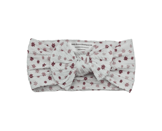 Adult Size - White Neutral Ditsy Floral Headwrap